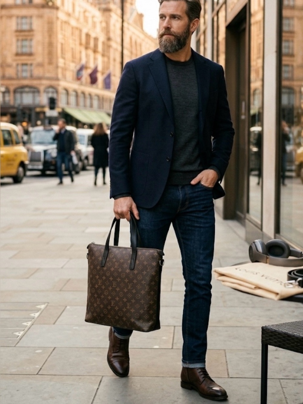 Louis Vuitton Monogram Macassar Kitan Tote Bag Briefcase M40388 DustBag Included